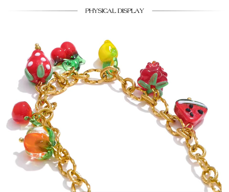 Golden Fruit Charm Necklace