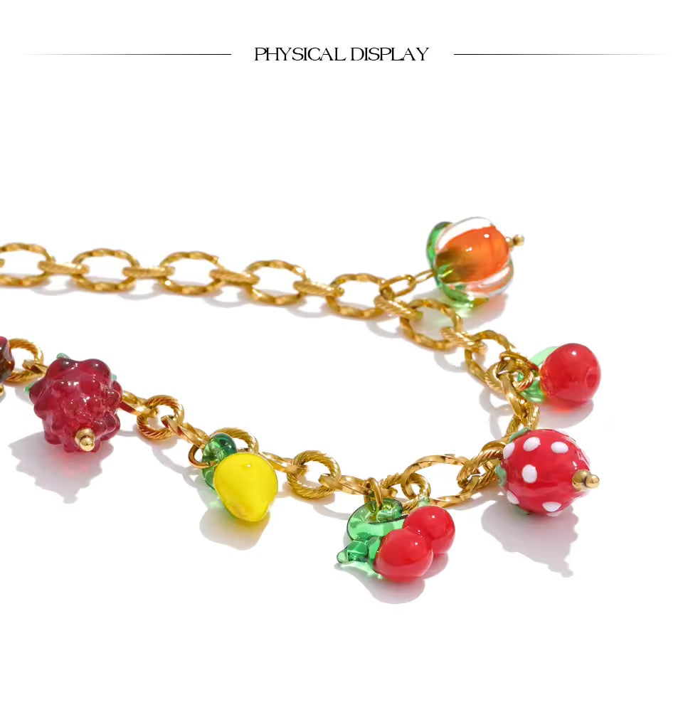 Golden Fruit Charm Necklace
