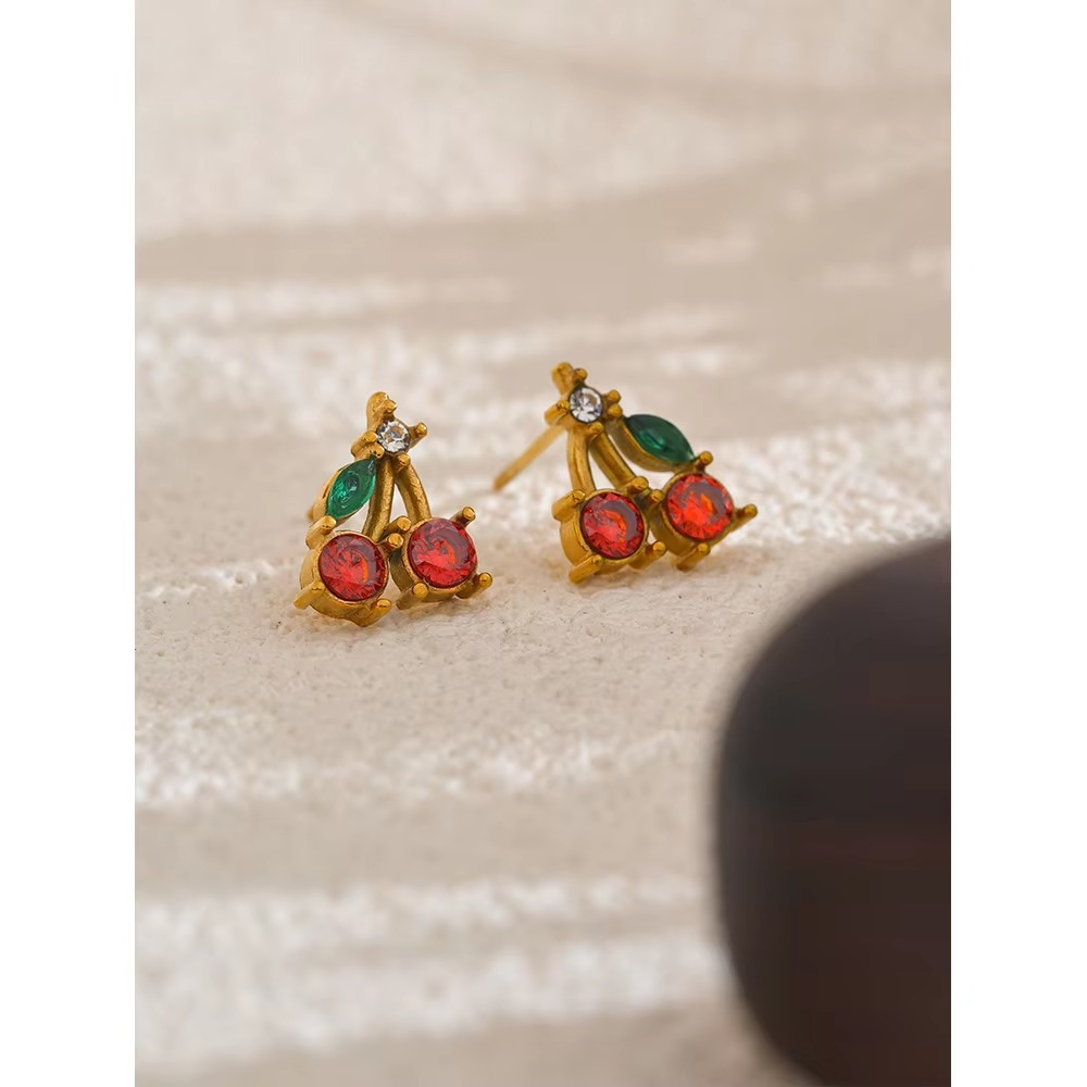 Crystal Cherry Stud Earrings