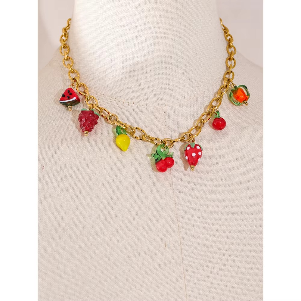Golden Fruit Charm Necklace