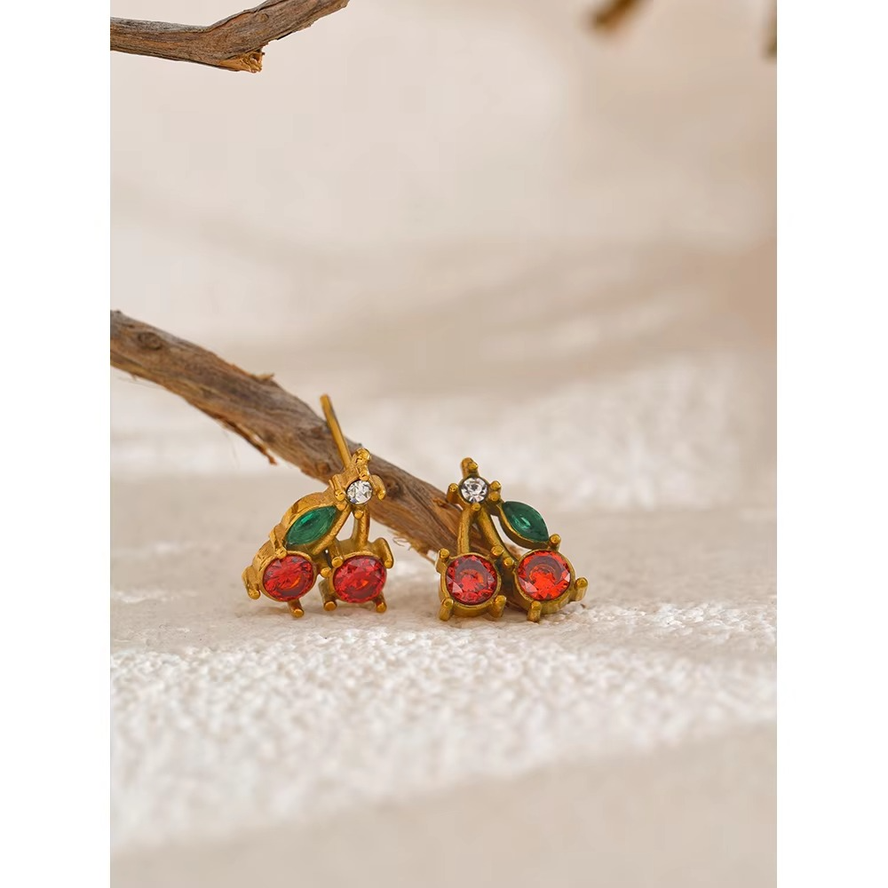 Crystal Cherry Stud Earrings