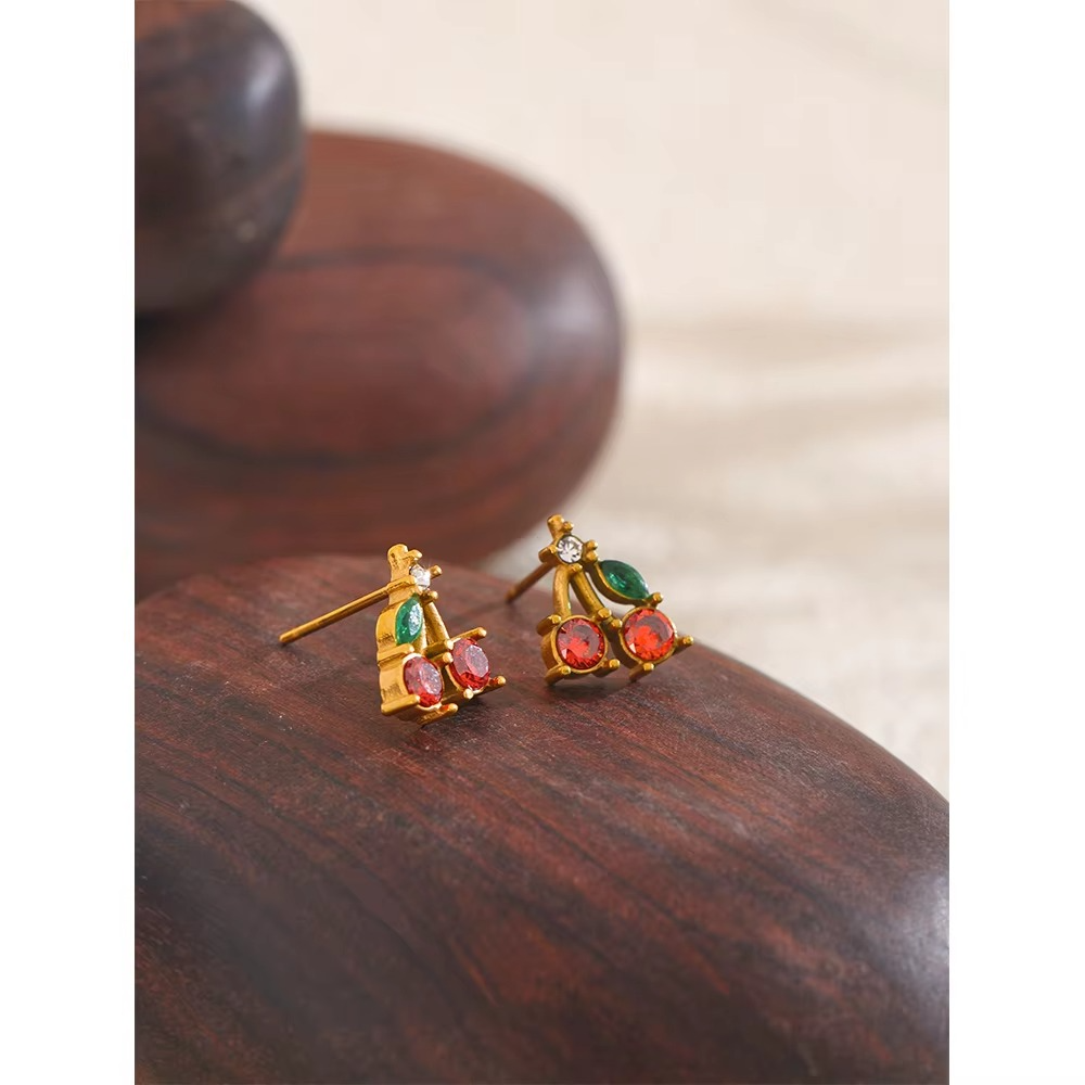 Crystal Cherry Stud Earrings