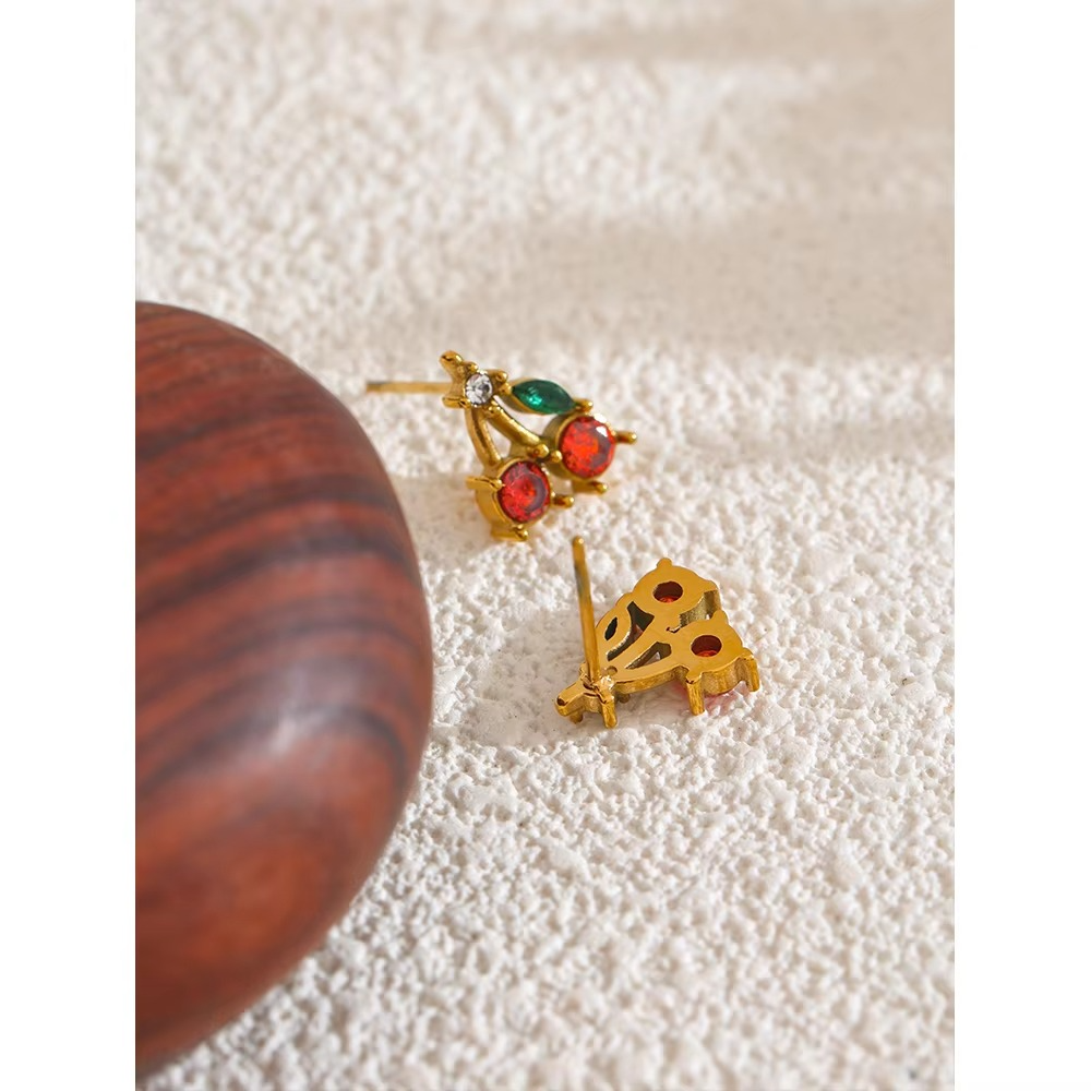 Crystal Cherry Stud Earrings