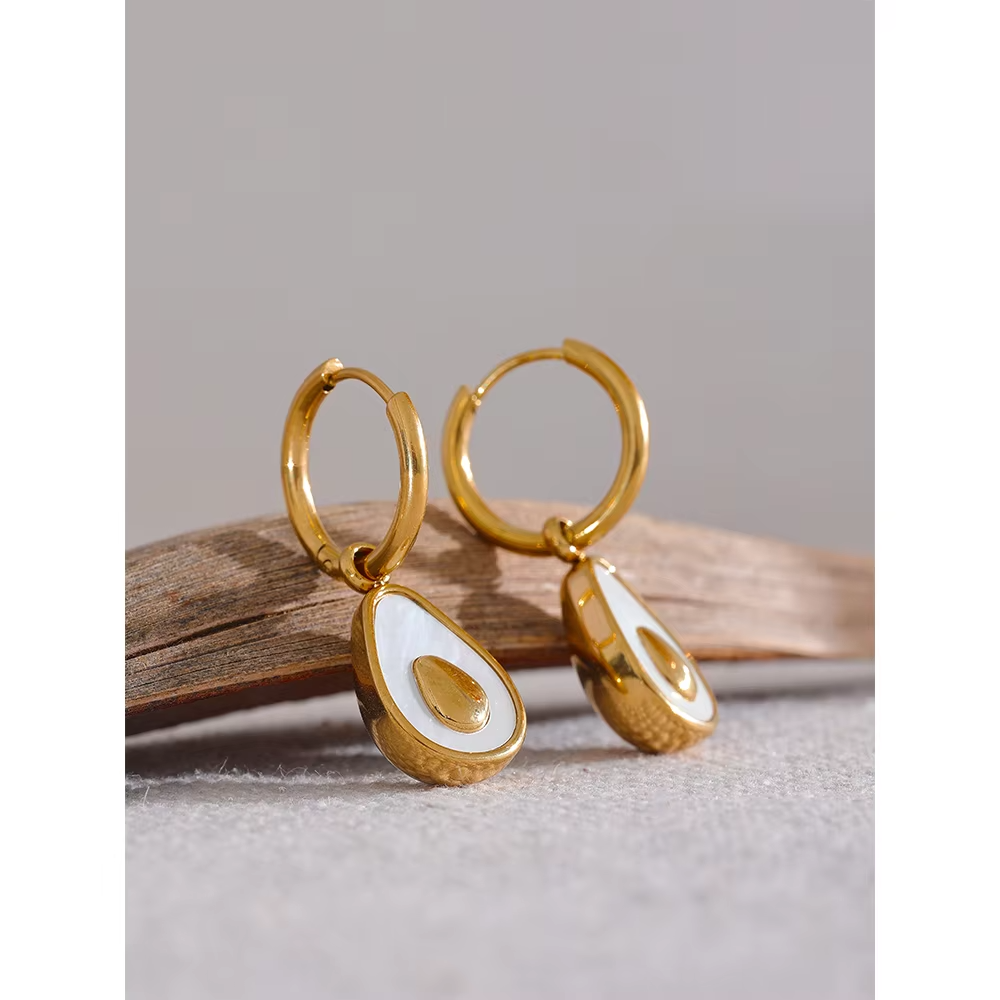 Golden Avocado Hoop Earrings