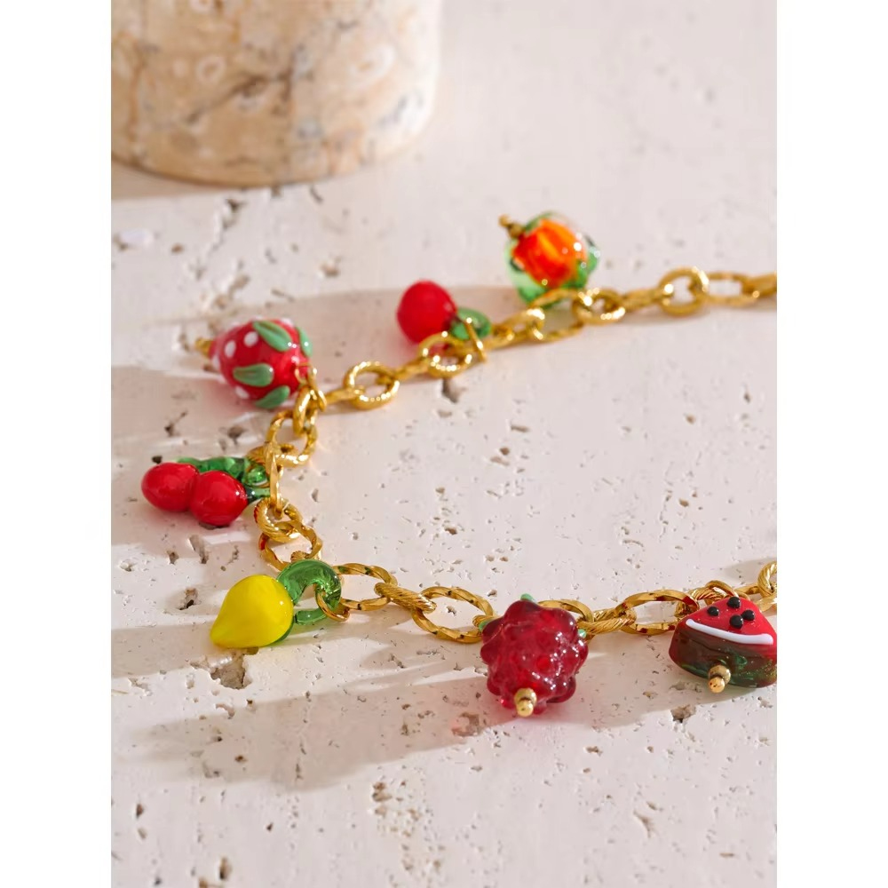 Golden Fruit Charm Necklace