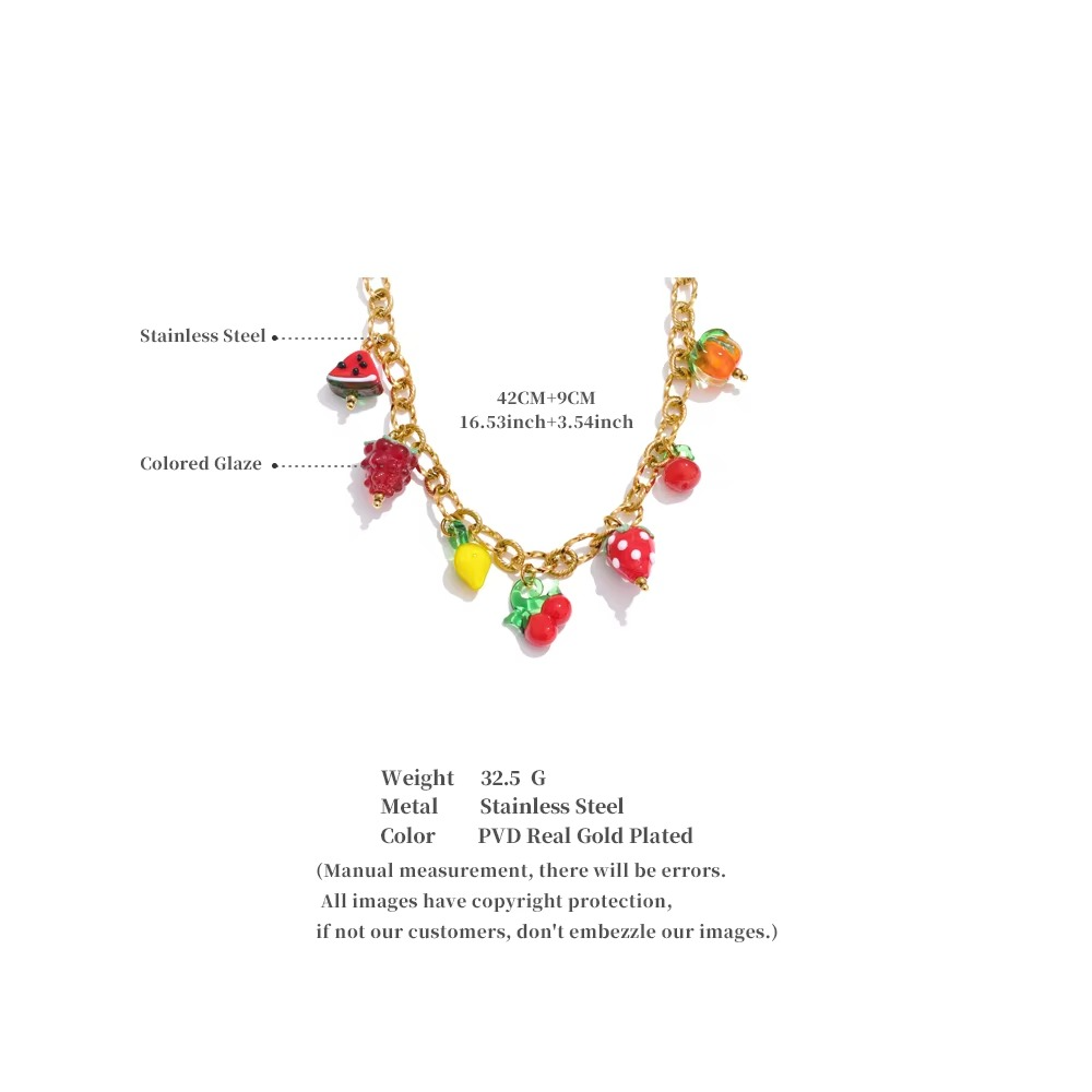 Golden Fruit Charm Necklace