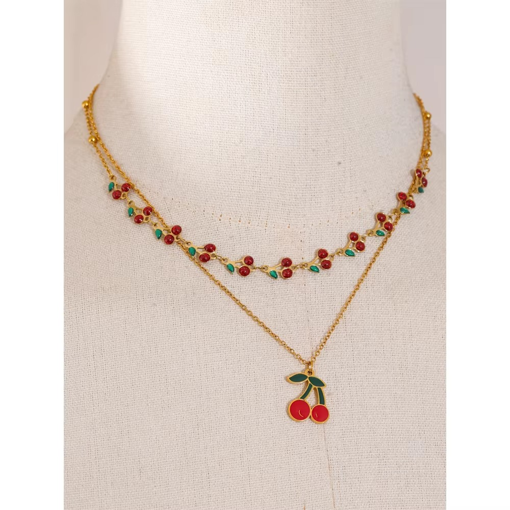 double layer cherry necklace