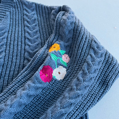 Floral Piano Blue Cardigan