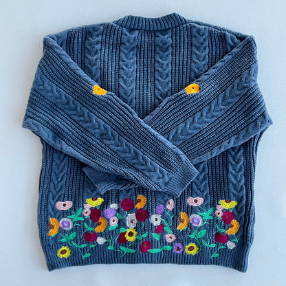 Floral Piano Blue Cardigan