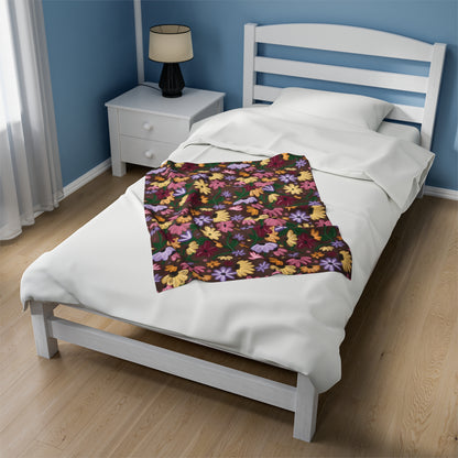 Acoustic Piano Floral Lightweight Velveteen Plush Blanket
