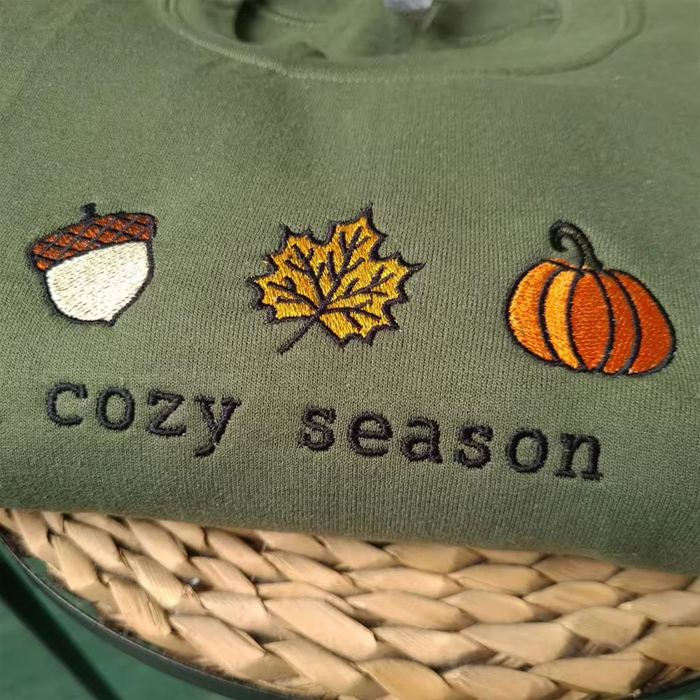 Cozy Season Embroidered Fall Sweatshirt