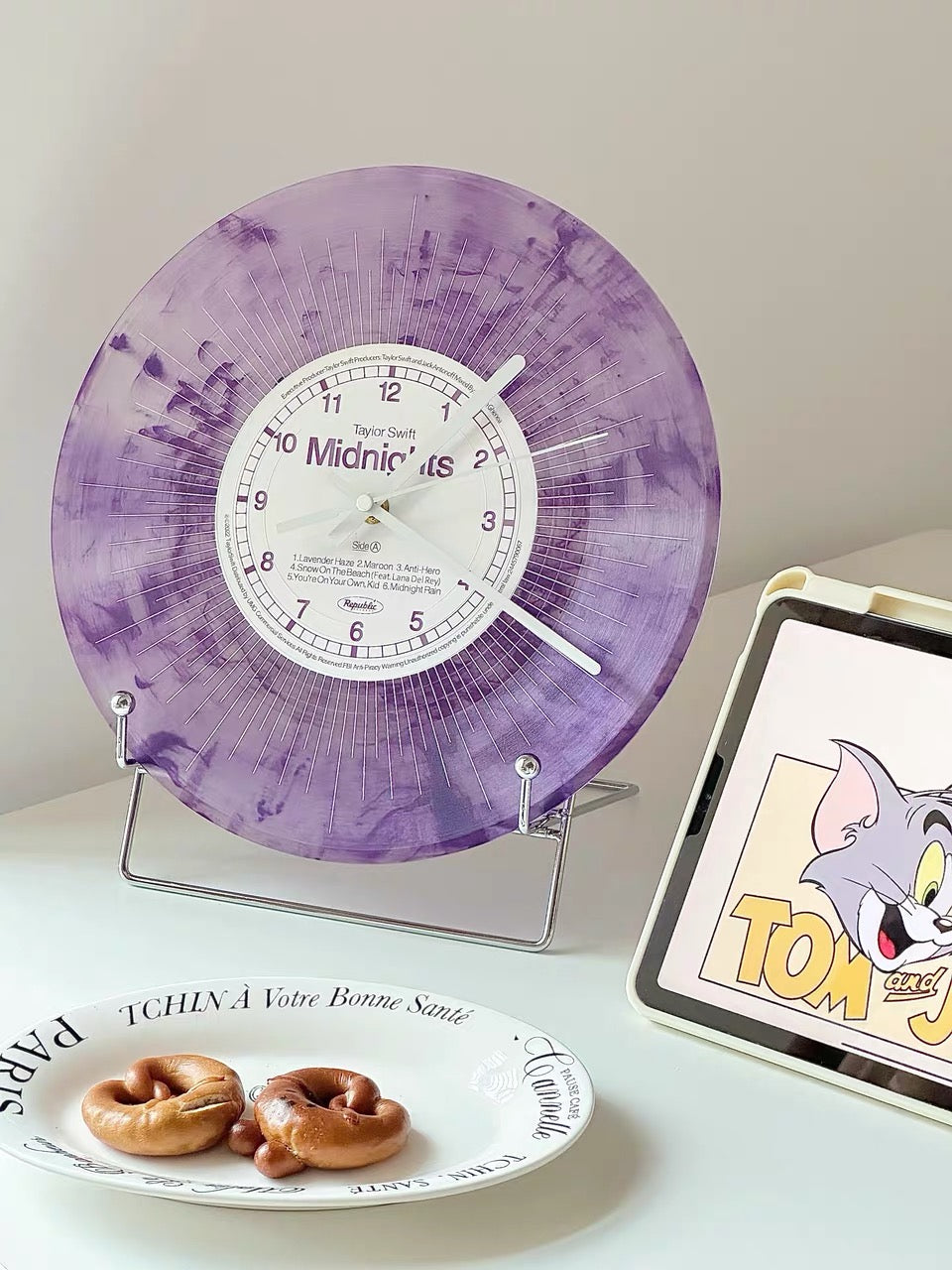 Purple Taylor Swift Midnights Vinyl Clock