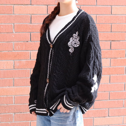 Silver Snake Patch Black Cardigan