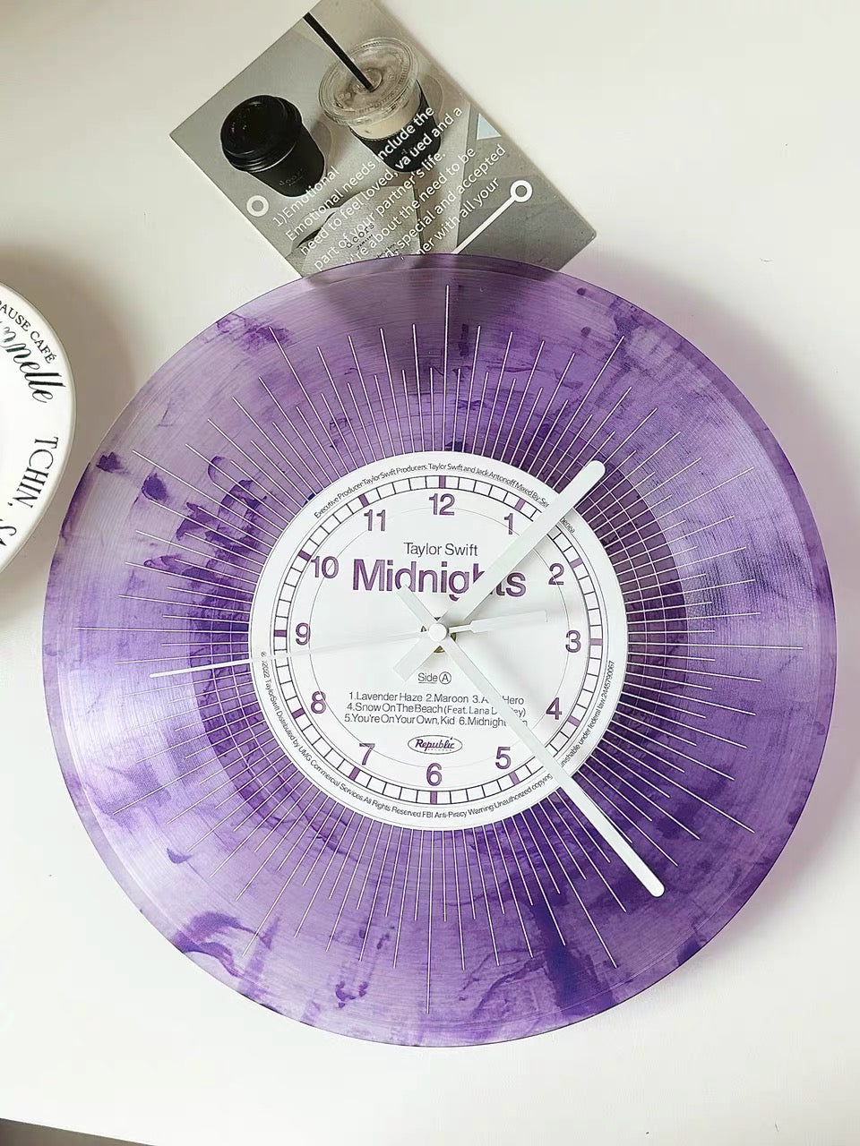 Purple Taylor Swift Midnights Vinyl Clock