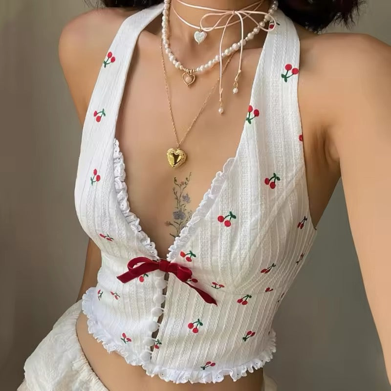 Cherry Halter Top