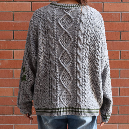 Gray Green Stars Holiday Cardigan
