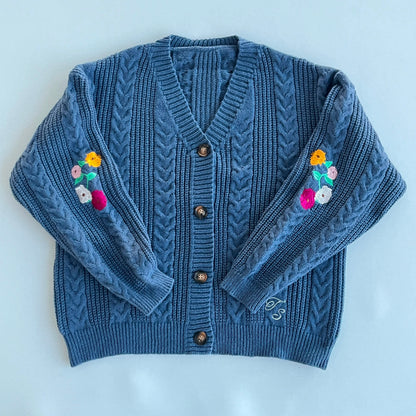 Floral Piano Blue Cardigan