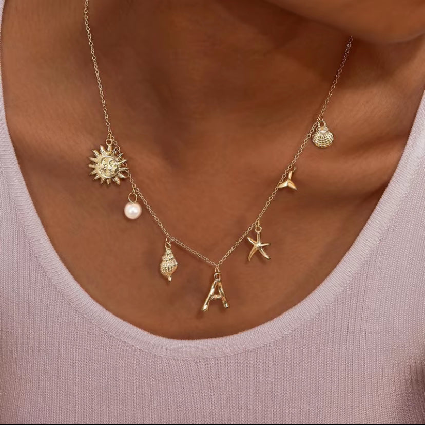 Minimalist Initial Summer Charm Necklace