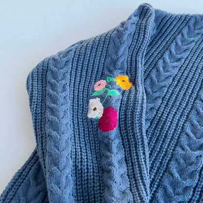 Floral Piano Blue Cardigan