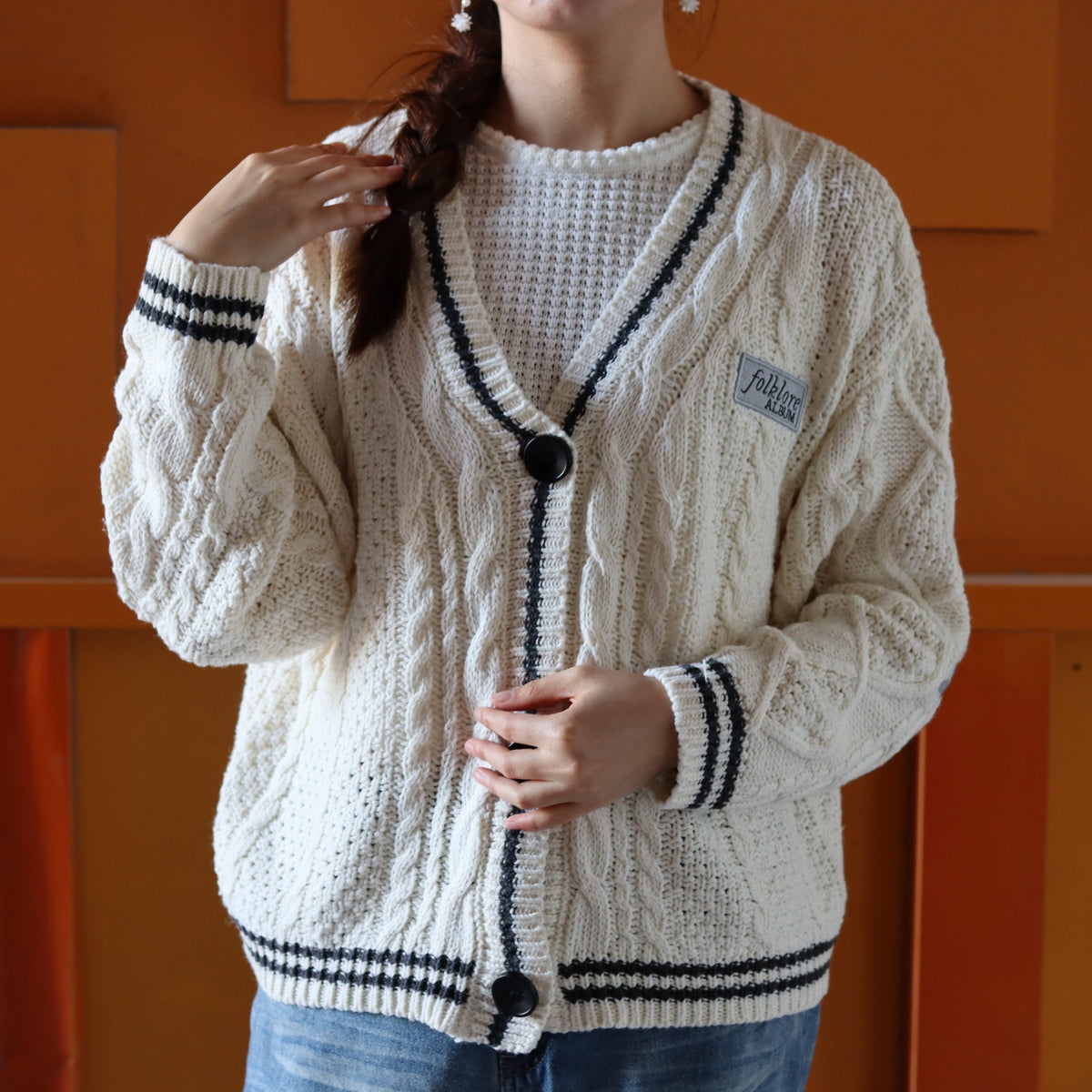 Folklore Patch Silver Stars Cream Cardigan