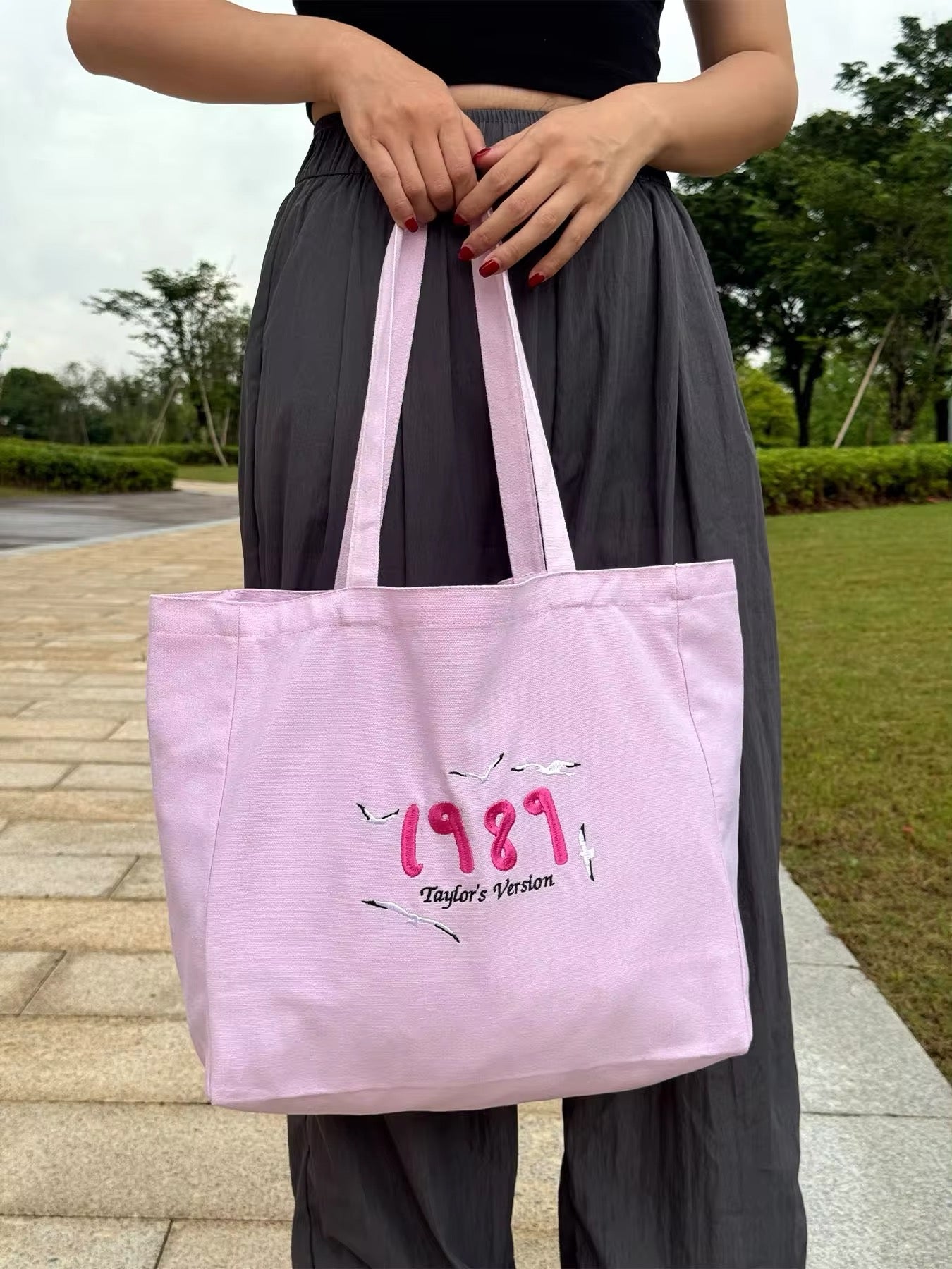 Rose Garden Pink 1989 Taylor’s Version Embroidered Tote Bag