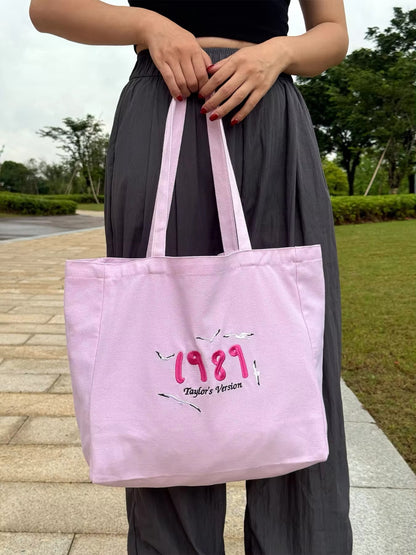 Rose Garden Pink 1989 Taylor’s Version Embroidered Tote Bag