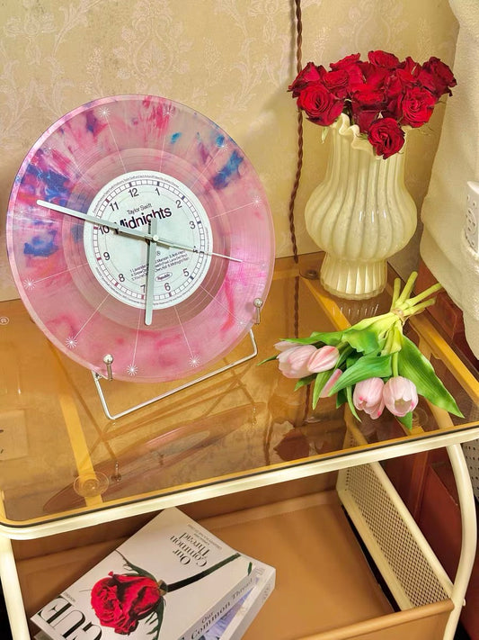 Pink Taylor Swift Midnights Vinyl Clock