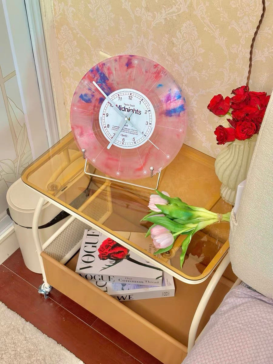Pink Taylor Swift Midnights Vinyl Clock