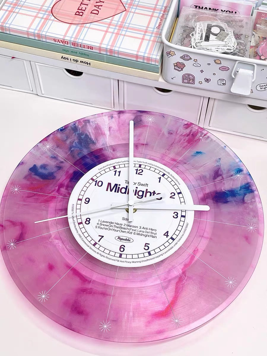 Pink Taylor Swift Midnights Vinyl Clock