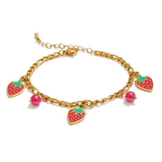 Strawberry Charm Necklace & Bracelet