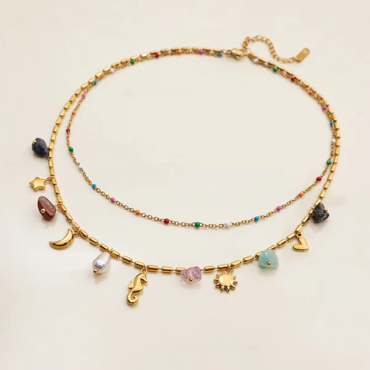 Seahorse Layered Charm Necklace
