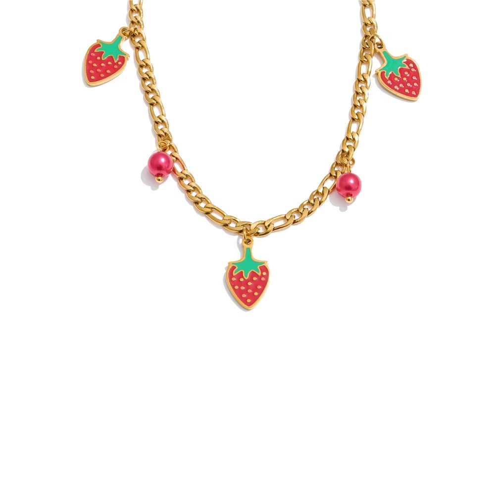 Strawberry Charm Necklace & Bracelet