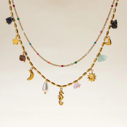 Seahorse Layered Charm Necklace