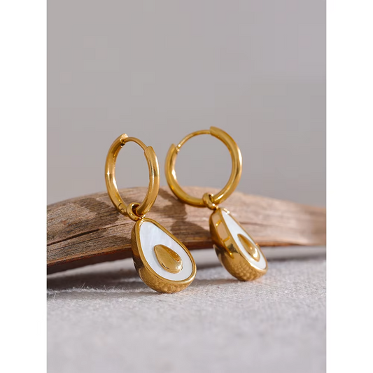 Golden Avocado Hoop Earrings