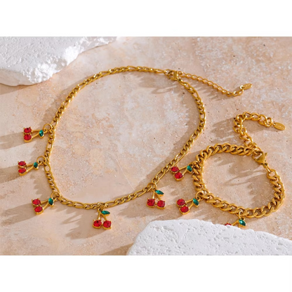 Cherry Charm Necklace & Bracelet
